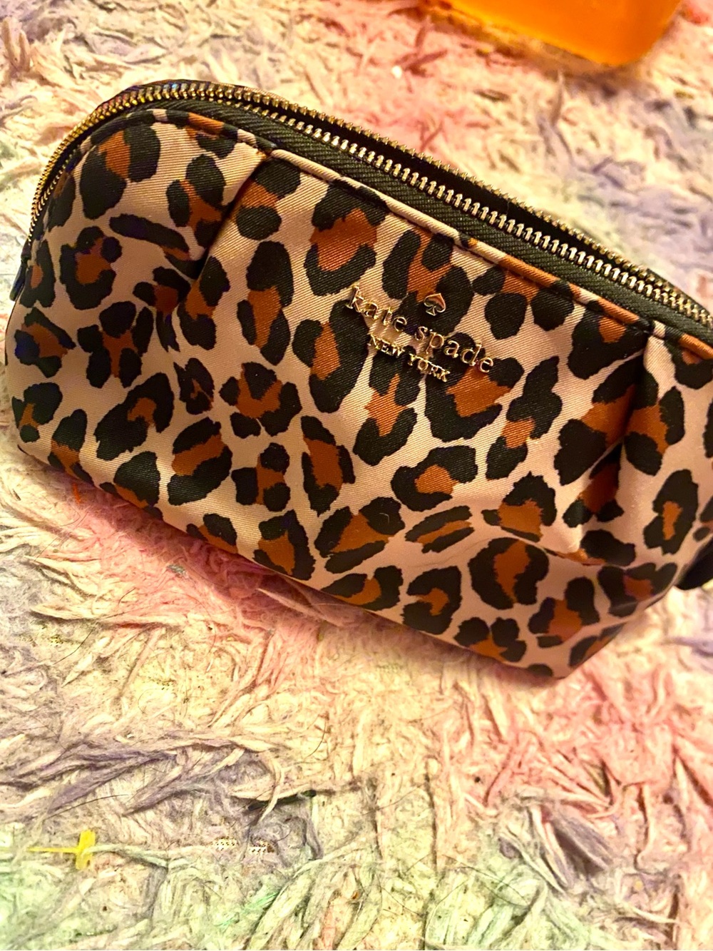 kate spade Leopard Print Cosmetic Pouch - Black & Brown NWOT